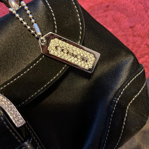 Vintage Y2K COACH Mini Soho Madison Top Handle Black Satin/Suede Bag - Picture 6 of 8